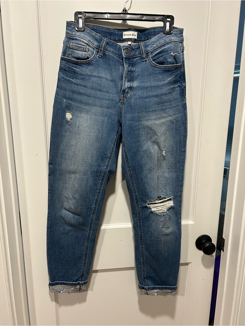 Distressed Ankle Jeans in Blue by Studio Blue